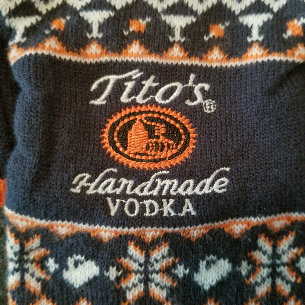 Tito's Handmade Vodka 2022 Mini Holiday Sweater Bottle Topper Gift Tag For 750ML